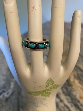 Turquoise and Sterling Silver Navajo 
Promise Band Size 8 New